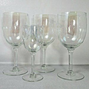 Set of 4 (3) Iridescent Wine Glasses 10oz + (1) Mini Sherry Glass 4oz